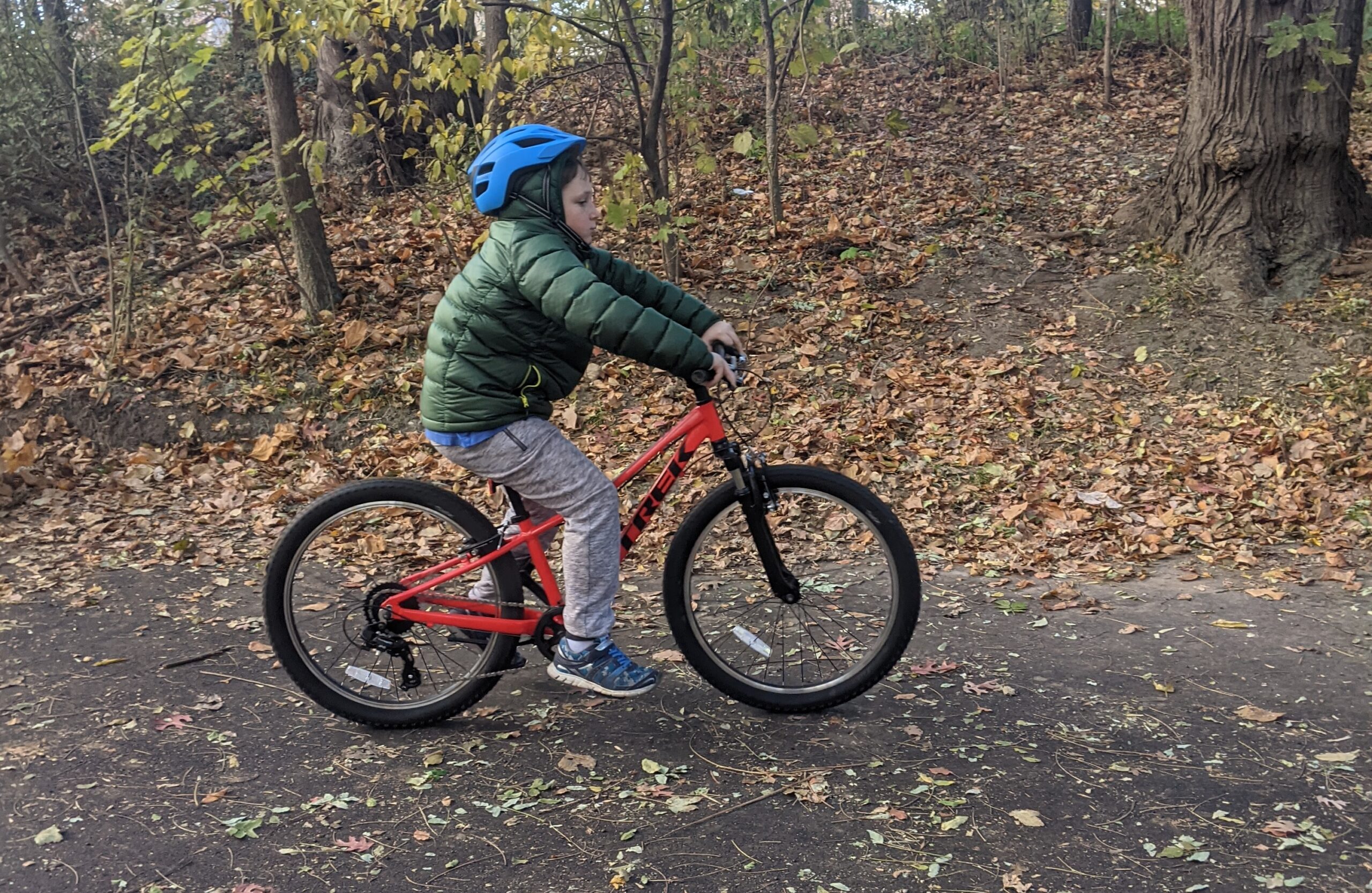 Beginner learning balance in bike riding lessons in NYC